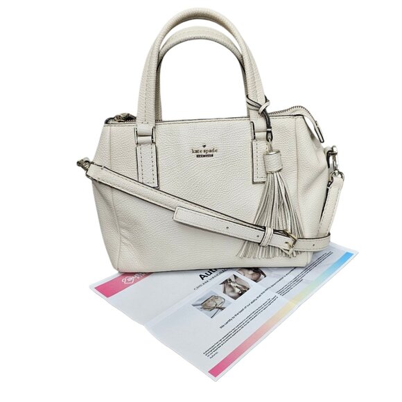 Kate Spade Naomi Pebble Leather Small Satchel Off White Tassel Shoulder Bag COA - Picture 5 of 13